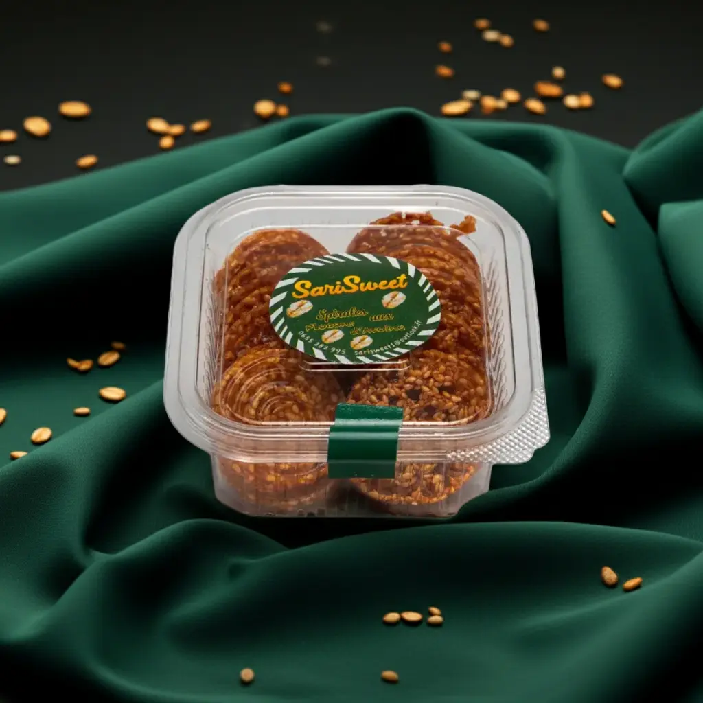 Spirales sésame et flocon d’avoine grillés et caramélisés  SariSweet 80g