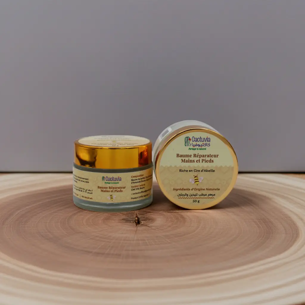 Baume Réparateur Mains & Pieds À La Cire D'abeille  Cactuvia 50g