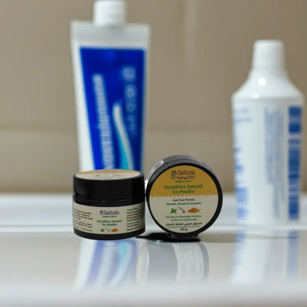 Dentifrice En Poudre À La Poudre De Siwak, Curcuma & Huiles Essentielles De Girofle & Menthe Poivrée  Cactuvia 30g