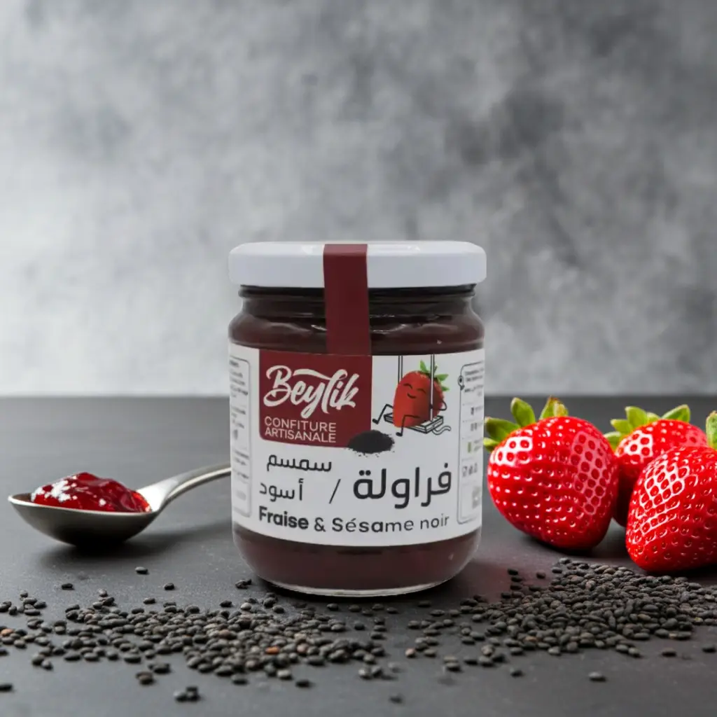 Confiture Beylik Fraise et Sésame noir 220g