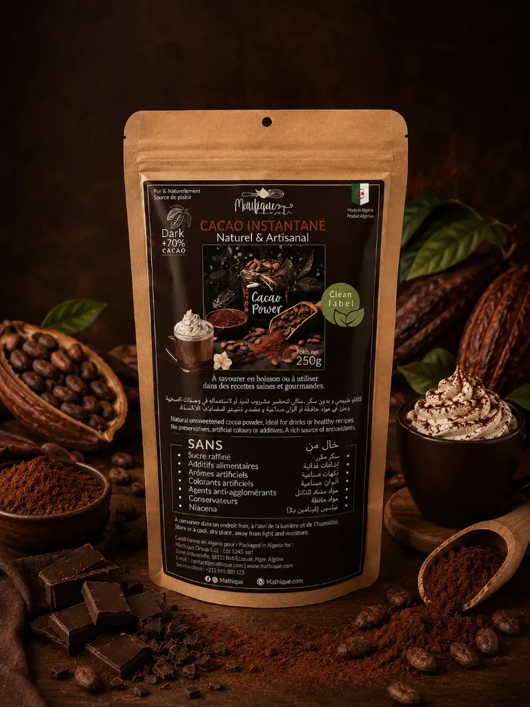 Cacao Instantané 70%Noir Naturel & Artisanal