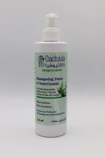 Shampoing Doux & Nourrissant Au Gel De Cactus Anti-Pelliculaire  Cactuvia